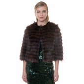 Jacheta blana naturala raton, negru-visiniu, 50cm