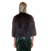 Jacheta blana naturala raton, negru-visiniu, 50cm