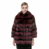 Haina blana naturala raton, negru-visiniu, 60cm