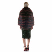 Haina blana naturala raton, negru-visiniu, 60cm