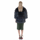 Jacheta blana naturala raton, negru-albastrui, 70cm