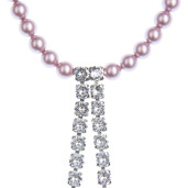 Necklace Ama pearls Swarovski Powder Rose, Swarovski crystals