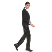 Pantaloni paiete negri cu vipusca de saten