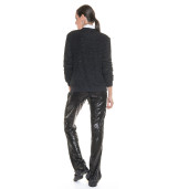 Pantaloni paiete negri cu vipusca de saten