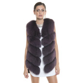 Vesta blana naturala vulpe, culoare bordo, 70cm