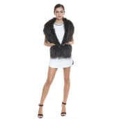 Sal cu buzunare blana naturala vulpe, gri petrol