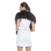 Sal cu buzunare blana naturala vulpe, gri petrol