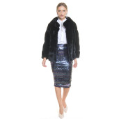 Haina blana naturala  rex chinchilla, 60 cm, culoare neagra