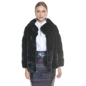Haina blana naturala  rex chinchilla, 60 cm, culoare neagra