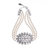 Colier Clarisa perle Swarovski White Pearl, cristale Swarovski