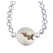 Colier Selena perle Swarovski Grey Pearl, cristale Swarovski
