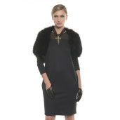 Natural fox fur cape, elastic, black