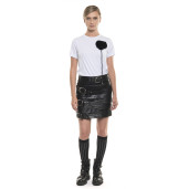Tricou de bumbac, cu accesoriu de blană naturală, alb
