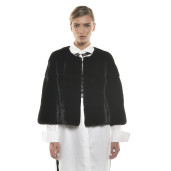 Jachetă de blană naturală de vizon/ nurcă, neagră, 50 cm