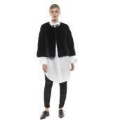 Jachetă de blană naturală de vizon/ nurcă, neagră, 50 cm