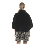 Jachetă de blană naturală de vizon/ nurcă, neagră, 62 cm