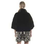 Jachetă de blană naturală de vizon/ nurcă, neagră, 55 cm 