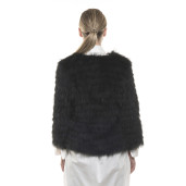 Jachetă de blană naturală de raton, neagră, 60 cm