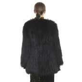 Jachetă de blană naturală de raton, neagră, 70 cm