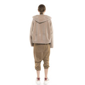 Jacheta tip bomber, blană naturală miel, blana tip lana, culoare bej