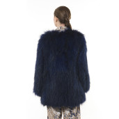 Jachetă de blană naturală de raton, blue royal, 65 cm