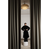 Palton blana naturala vizon tuns, negru, 110cm