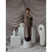 Palton blana miel South African tuns 3D, cordon, taupe, 115cm