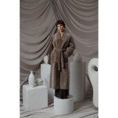 Palton blana miel South African tuns 3D, cordon, taupe, 115cm