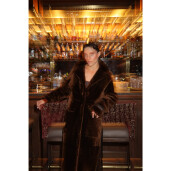 Palton shearling reversibil, maro castaniu, 110cm