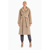 Palton shearling reversibil, bej, cucordon, 100cm