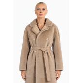 Palton shearling reversibil, bej, cucordon, 100cm