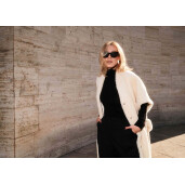 Editie speciala - Vesta lunga cu cordon  shearling merino spaniol, bej, 120cm