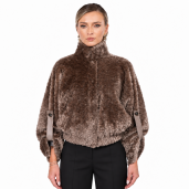 Jacheta scurta de South African shearling, tan taupe 3D, maneci 3/4, 50cm