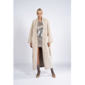 Palton blana naturala miel, reversibila, bej, 120cm