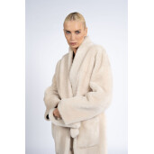 Palton blana naturala miel, reversibila, bej, 120cm