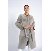 Palton reversibil shearling, gri, 80cm
