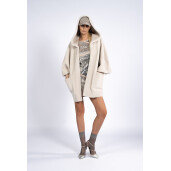 Jacheta reversibila shearling cu gluga, bej, 70cm