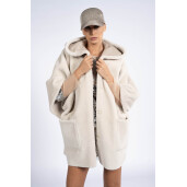 Jacheta reversibila shearling cu gluga, bej, 70cm