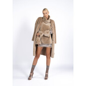 Set vesta cu guler inalt si mansete shearling, bej, 60cm