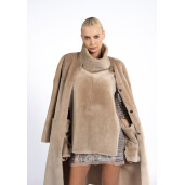 Palton reversibil shearling, bej, 80cm