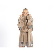 Set vesta cu guler inalt si mansete shearling, bej, 60cm