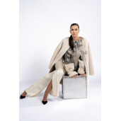 Haina shearling off white, cu cordon, 90cm