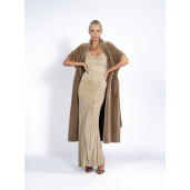 Vesta lunga de shearling, camel, 100cm