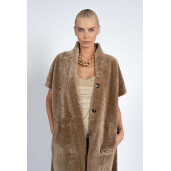Vesta lunga de shearling, camel, 100cm