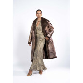 Palton shearling shinny cu revere, 100cm