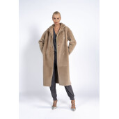 Haina shearling reversibila cu cordon, bej-rose, 90cm