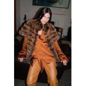 Vesta maneci scurte, blana naturala zibelina, 60cm