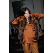 Vesta maneci scurte, blana naturala zibelina, 60cm