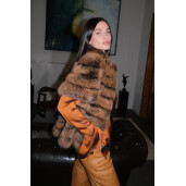 Vesta maneci scurte, blana naturala zibelina, 60cm