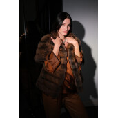 Vesta maneci scurte, blana naturala zibelina, 60cm